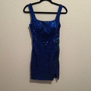 Elegant Blue Sequin Dress
